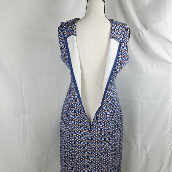 J.McLaughlin Dress Women XS Blue Geometric Sleeveless Rayon Blend Shift Sheath - Picture 5 of 11